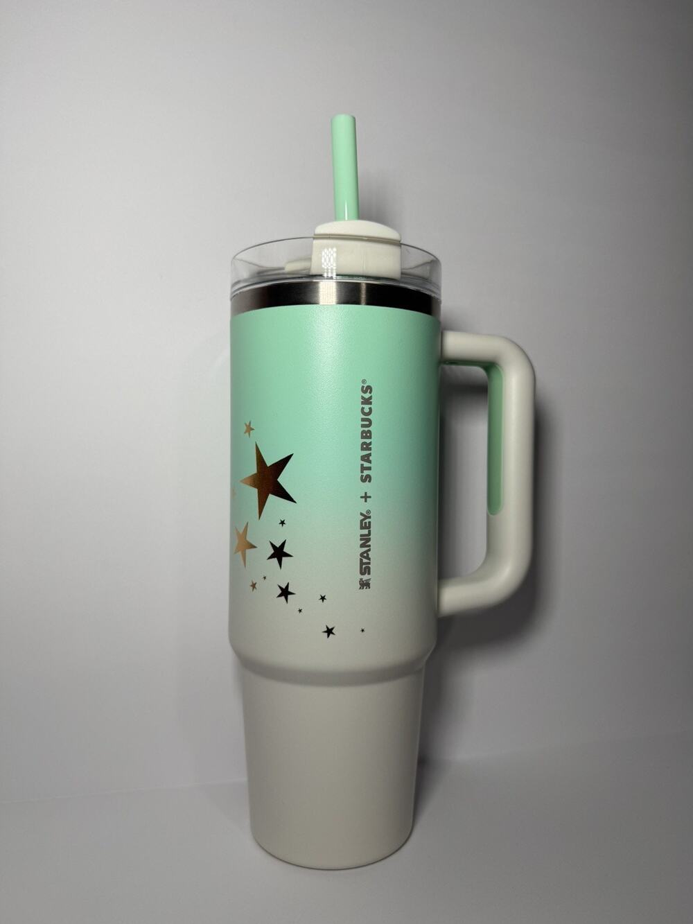 Stanley X Starbucks Thailand MINT GREEN AND GOLD STARS 30oz Tumbler BNWT RARE!